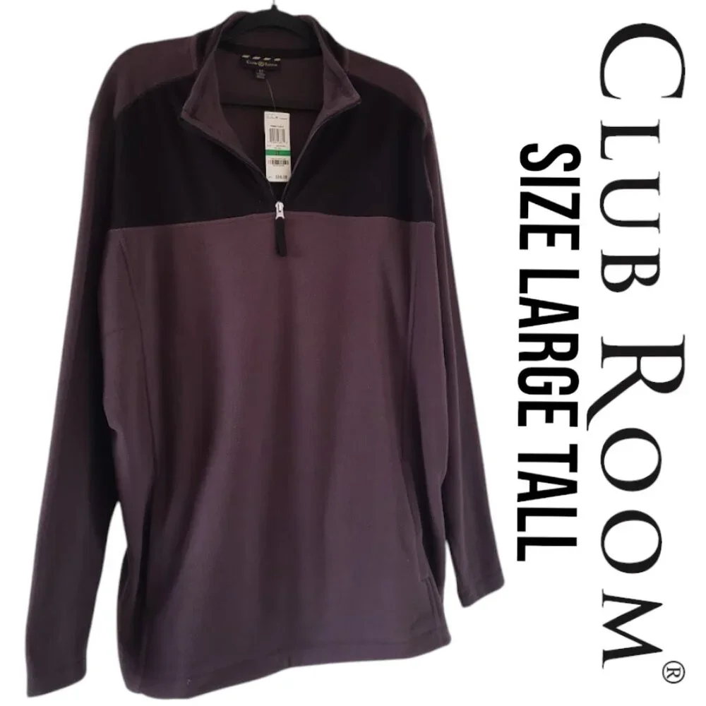 New Club Room size large tall fleece sweater long sleeve LT pullover jacket Come